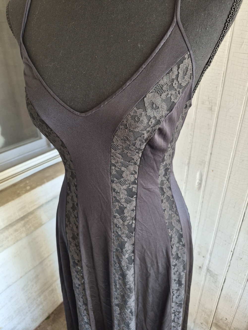 Gorgeous Vintage Black Lace-Panel Slip Dress